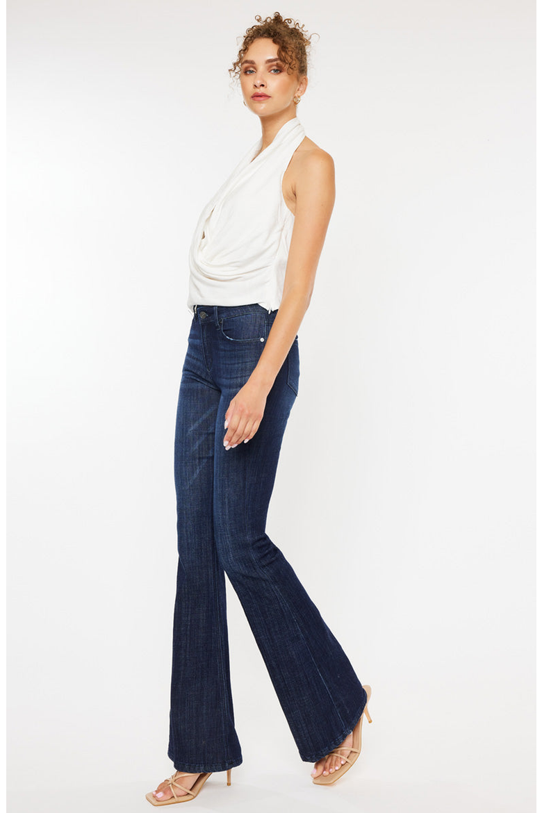 Celestine Mid Rise Flare Jeans, Alternate, color, Super Dark Wash