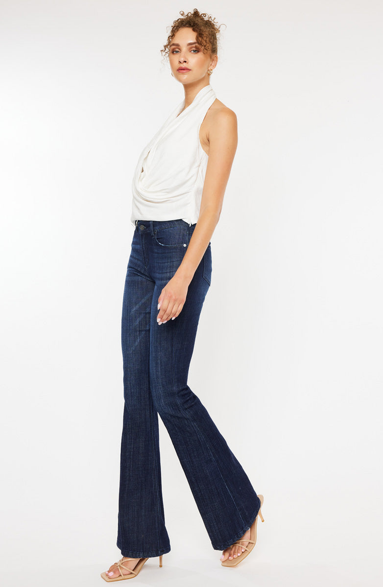 KanCan Celestine Mid Rise Flare Jeans, Alternate, color, Super Dark Wash