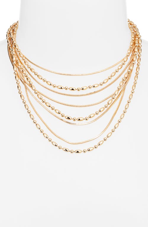 Open Edit Snake And Ball Chain Layered Necklace In Gold