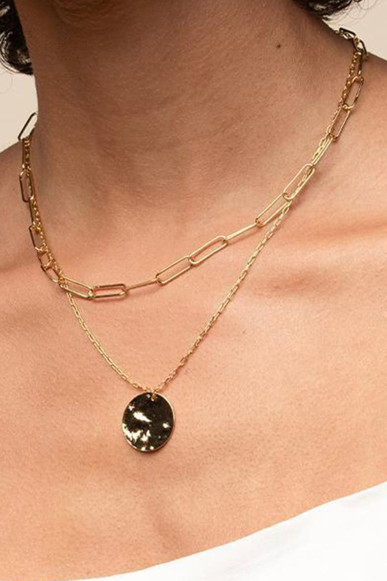 14k Gold Plated Roth Layered Necklace Trendy Everyday Minimalist, Alternate, color, Gold