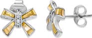 SAMUEL B. Sterling Silver & 18K Gold White Topaz Ribbon Stud Earrings