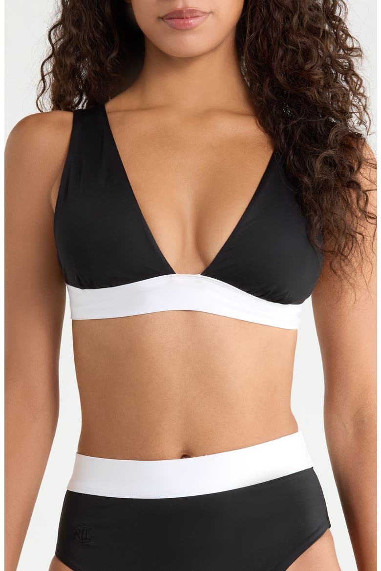 Modern V-Neck Bikini Top, Main, color, BLACK