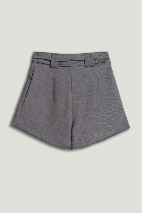 Nocturne Belted High-waist Mini Shorts In Gray