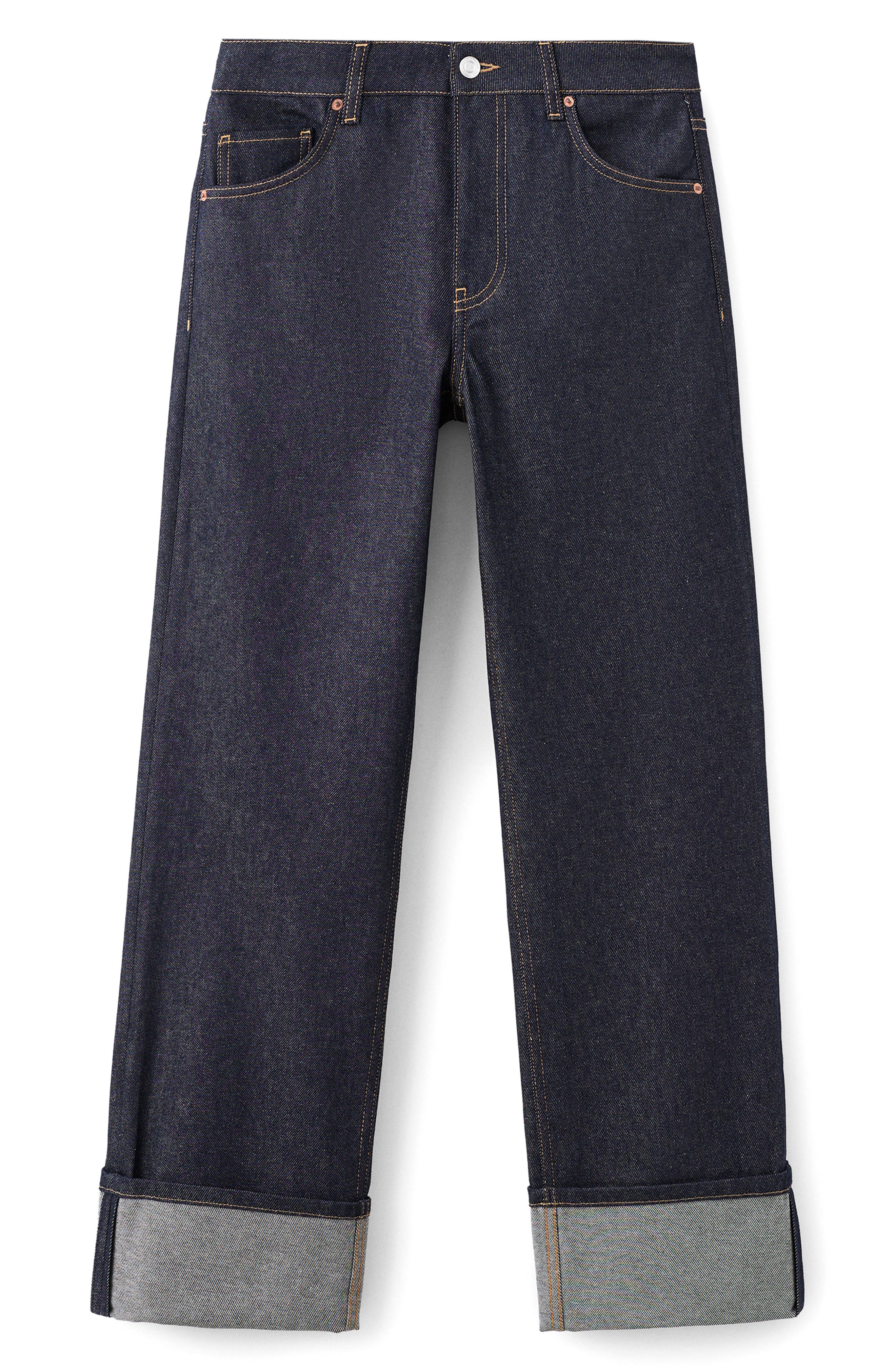 MANGO Cuffed Straight Leg Jeans