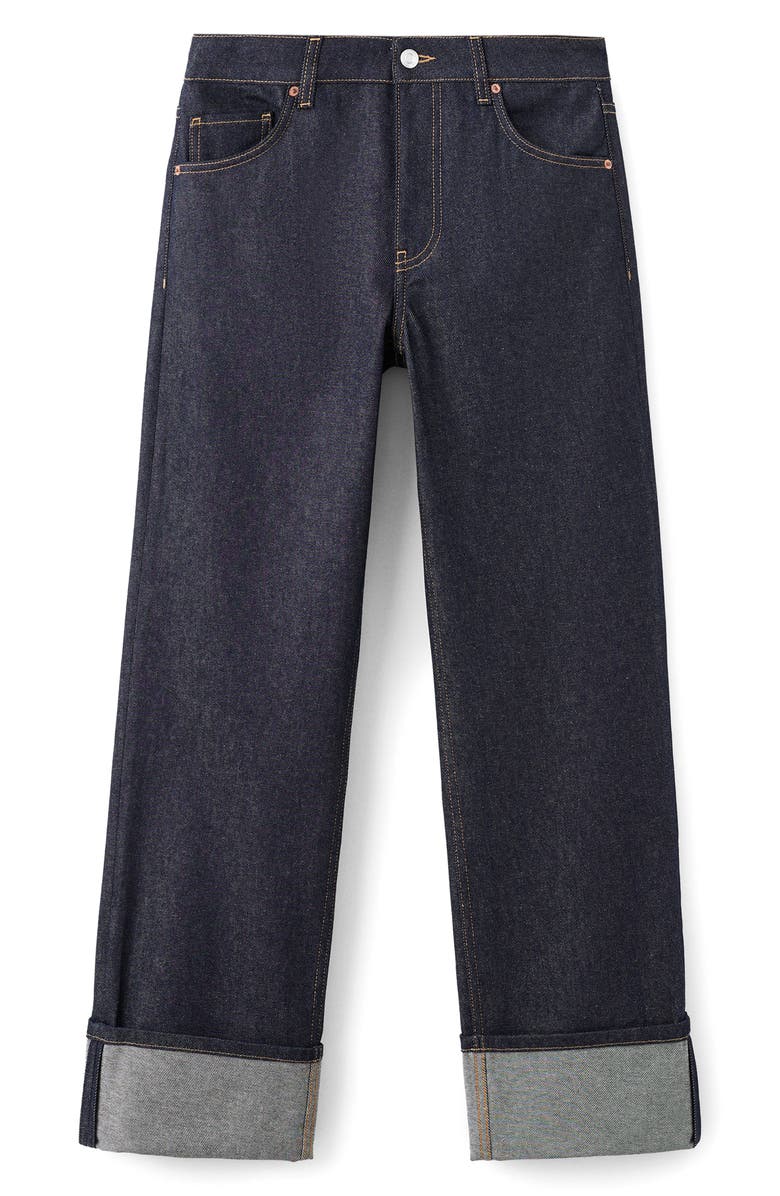 MANGO Cuffed Straight Leg Jeans, Main, color, 