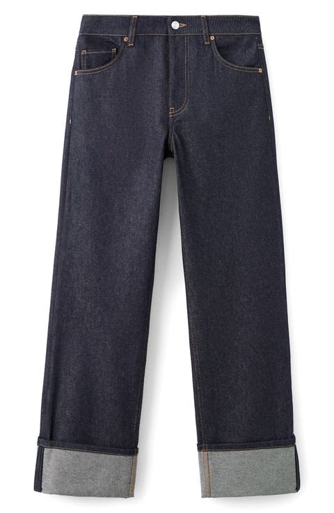 Cuffed Straight Leg Jeans