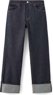 MANGO Cuffed Straight Leg Jeans