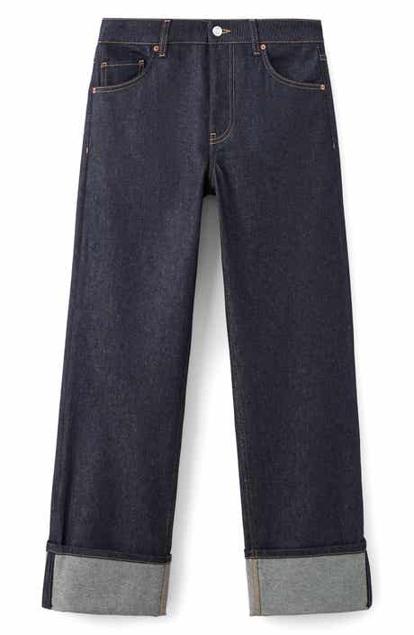 MANGO Cuffed Straight Leg Jeans