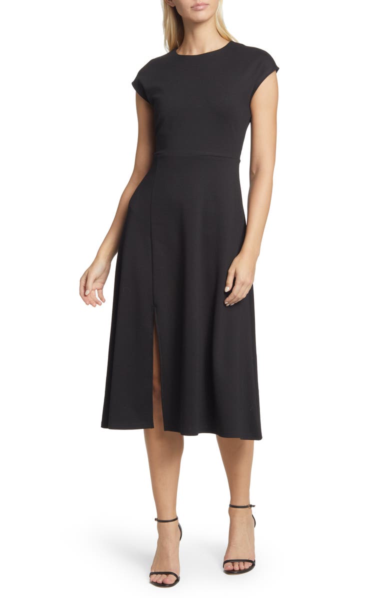 Nordstrom Cap Sleeve Front Slit Knit Dress, Main, color, 