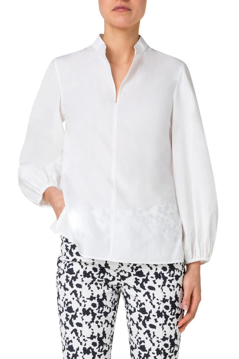 Long Sleeve Cotton Popover Blouse, Main, color, 011 CREAM