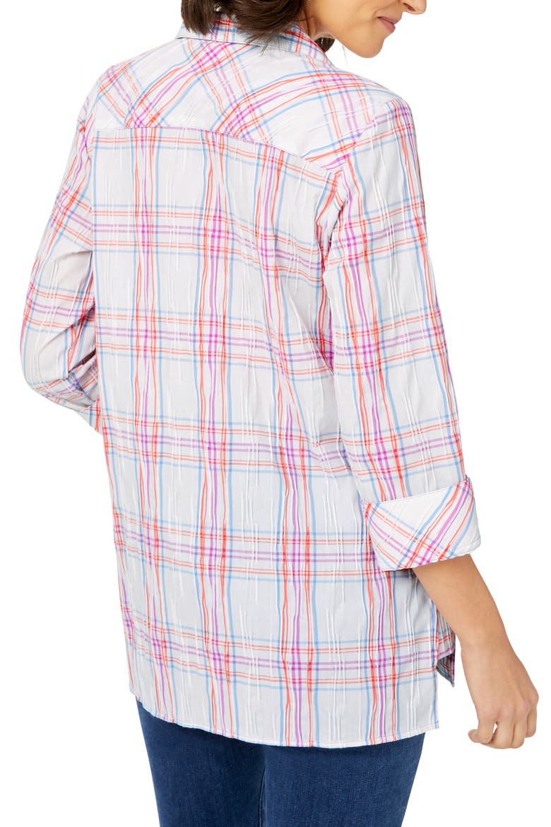 Rhett Crinkle Plaid Tunic Blouse, Alternate, color, PINK/ WHITE