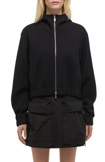 Helmut Lang Hooded Front Zip Jacket In Black