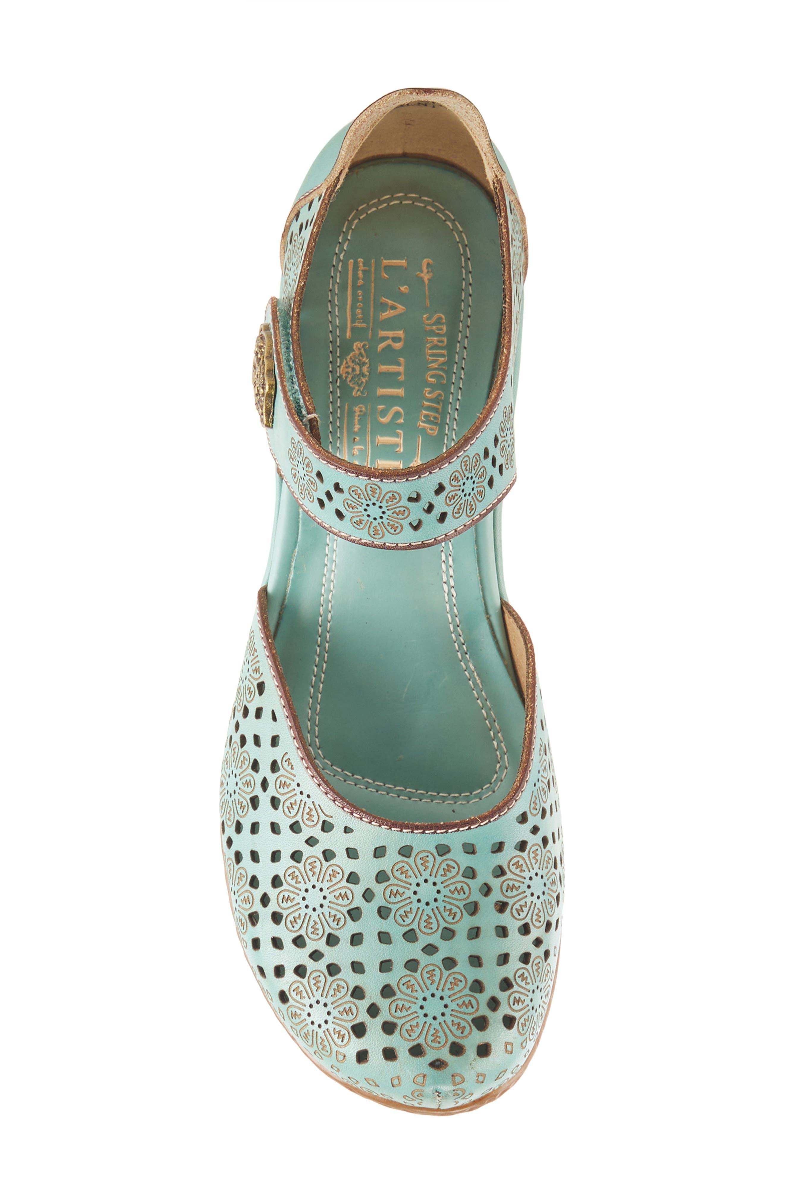 L'Artiste by Spring Step Americana Ankle Strap Clog, Alternate, color, Sky Blue