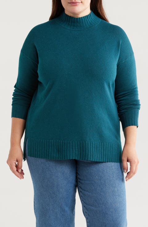 Mock Neck Tunic Sweater (Plus)