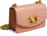 Valentino Garavani Small DeVain Ostrich Leather Shoulder Bag
