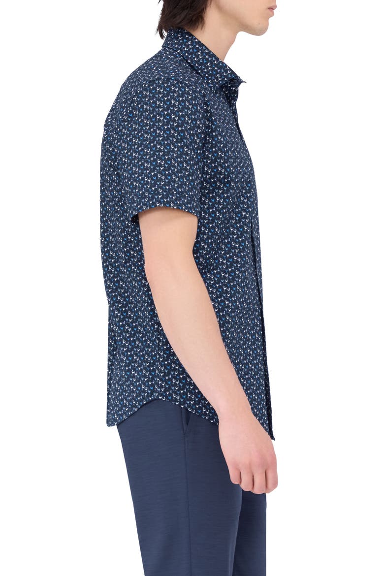 Miles OoohCotton® Barware Print Short Sleeve Button-Up Shirt, Alternate, color, NAVY