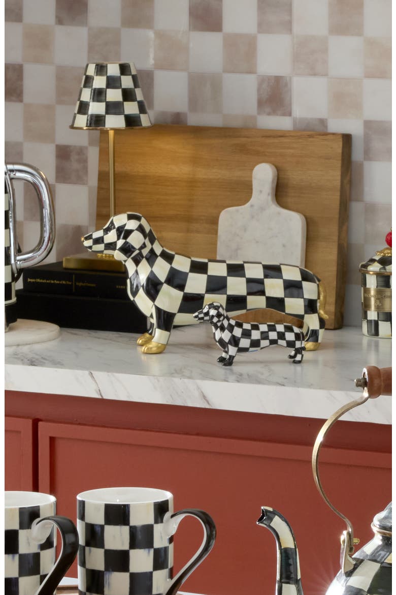 Courtly Check Hand Painted Dachshund Figurine, Alternate, color, COURTLY