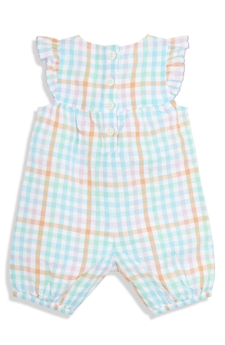 JOJO MAMAN BEBE Fruit Embroidered Cotton Romper, Alternate, color, Blue/ Yellow