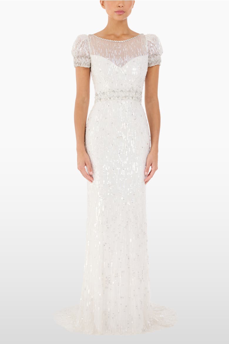 Sungem Sequin-Embellished Dress, Alternate, color, Ivory