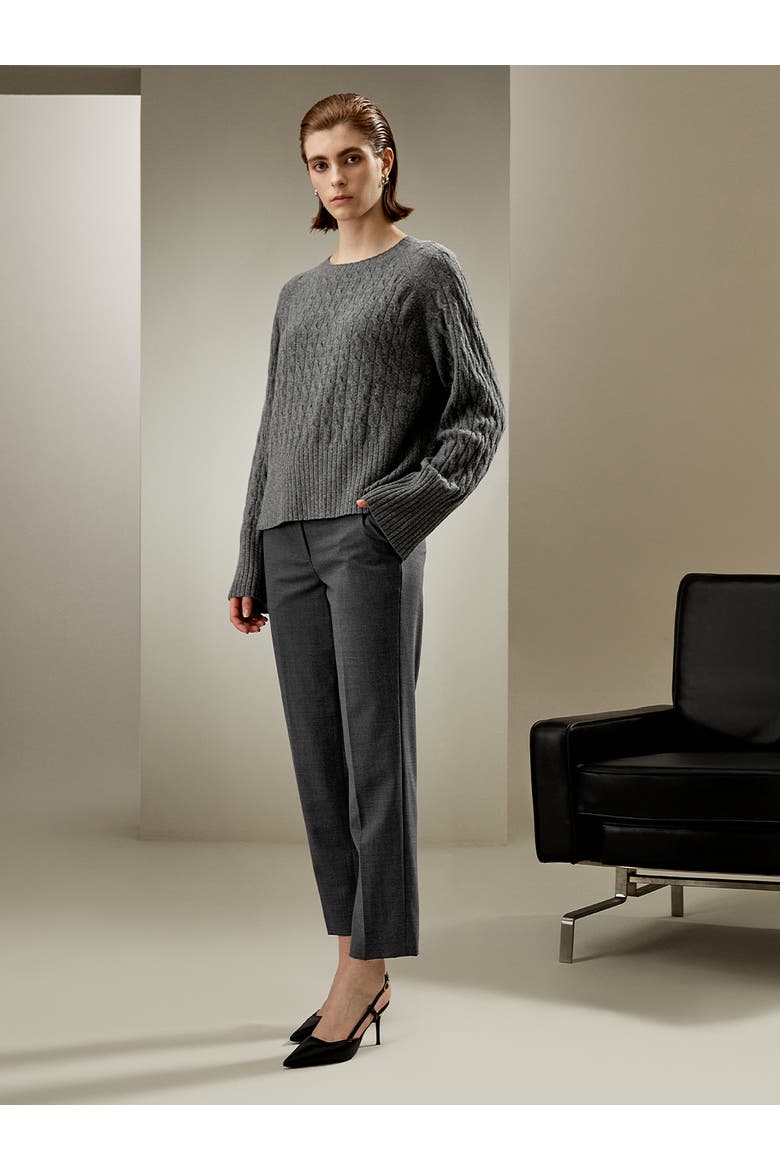 Women's Baby Cashmere Cable-knit Sweater, Alternate, color, Medium Gray