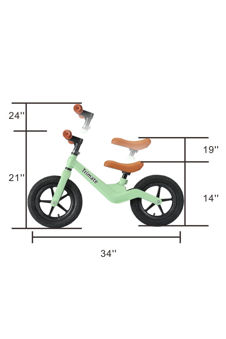 Toddler 12" Green Balance Bike with Inflated Tire, Ages 3-5, Alternate, color, Multicolored