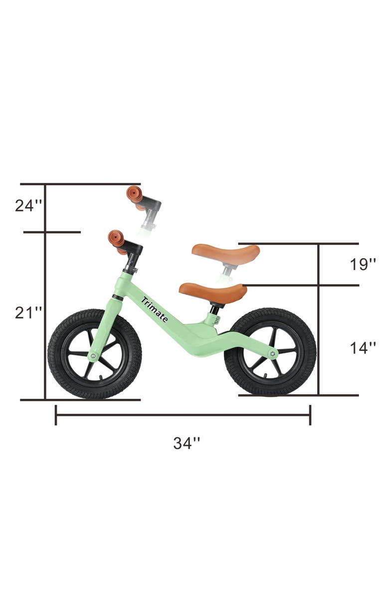 Trimate Toddler 12" Green Balance Bike with Inflated Tire, Ages 3-5, Alternate, color, Multicolored