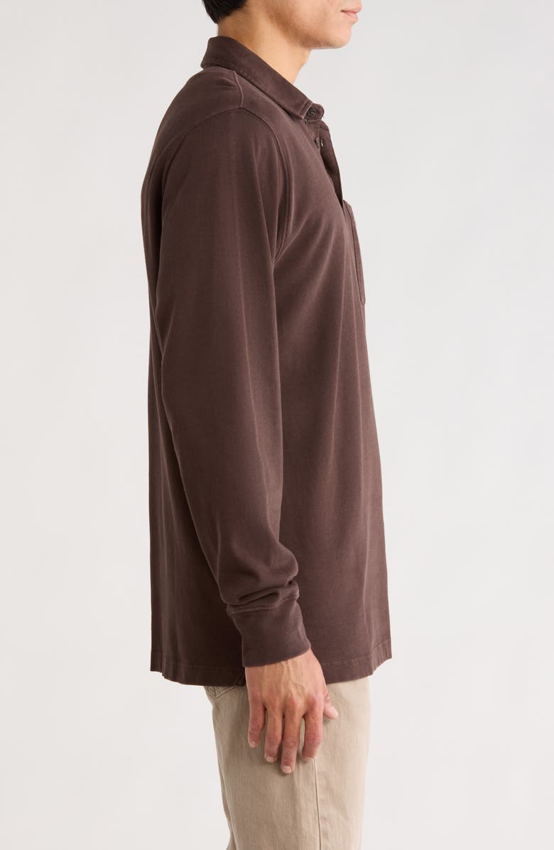 Treasure & Bond Long Sleeve Heavyweight Jersey Polo, Alternate, color, Brown Seal