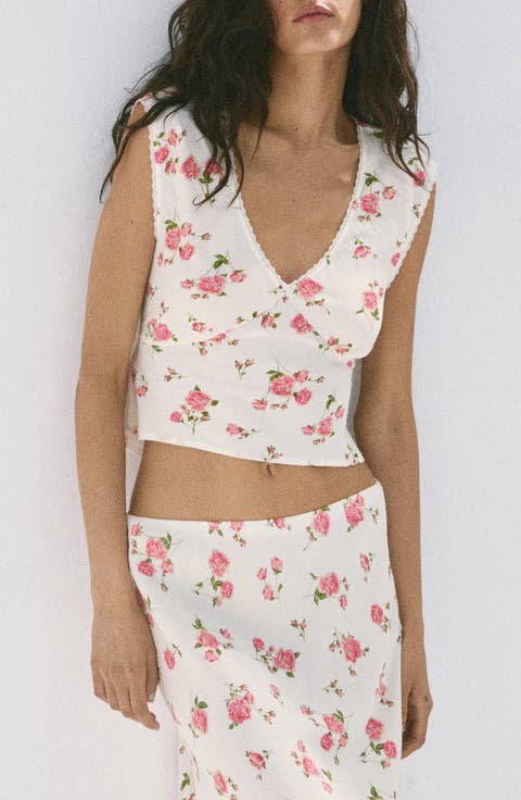 Floral Lace Cropped Blouse