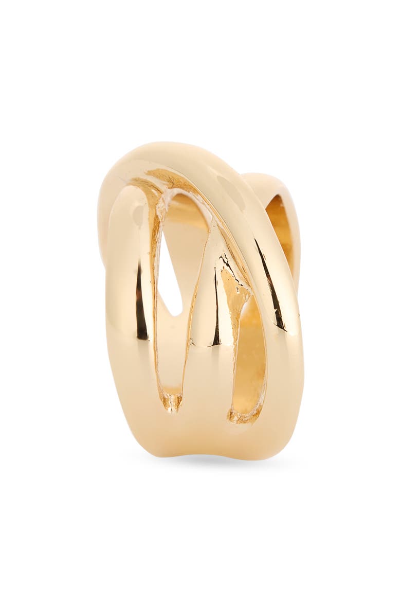 Ridged Cross Bar Ring, Alternate, color, GOLD
