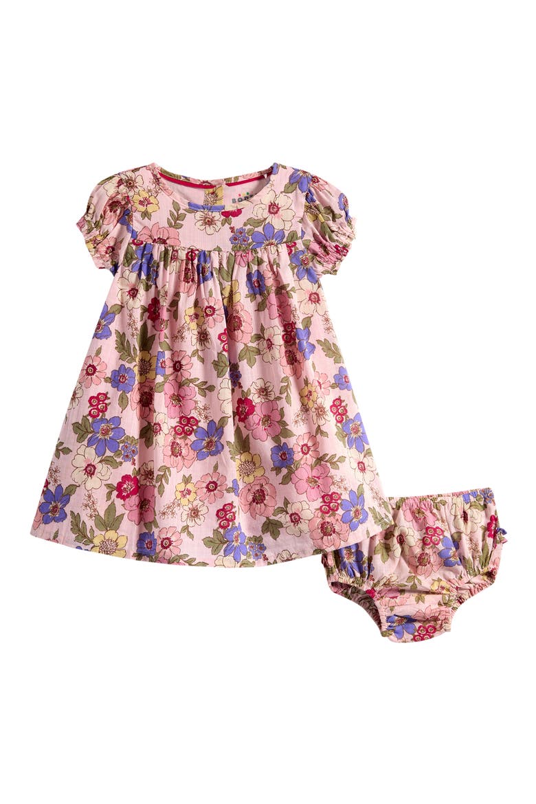 Floral Cotton Dress & Bloomers Set, Main, color, MID PINK FLORAL