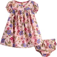 Mini Boden Floral Cotton Dress & Bloomers Set