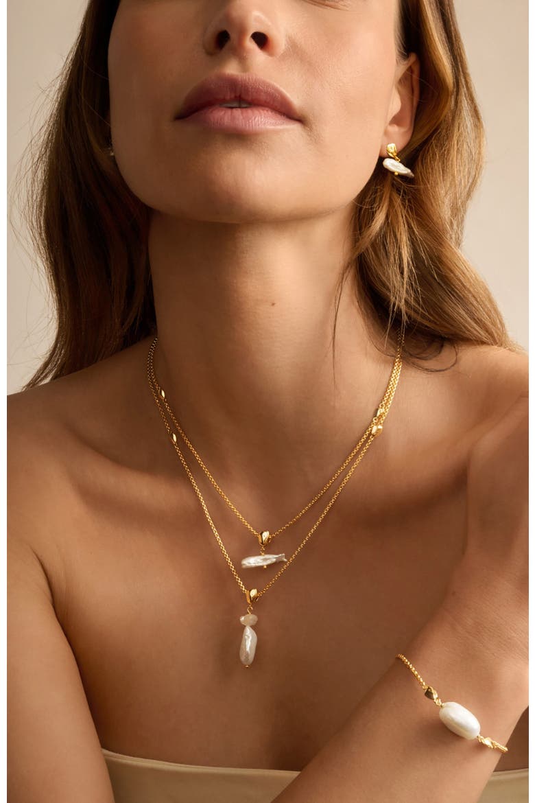 Sol Pearl Necklace, Alternate, color, Gold