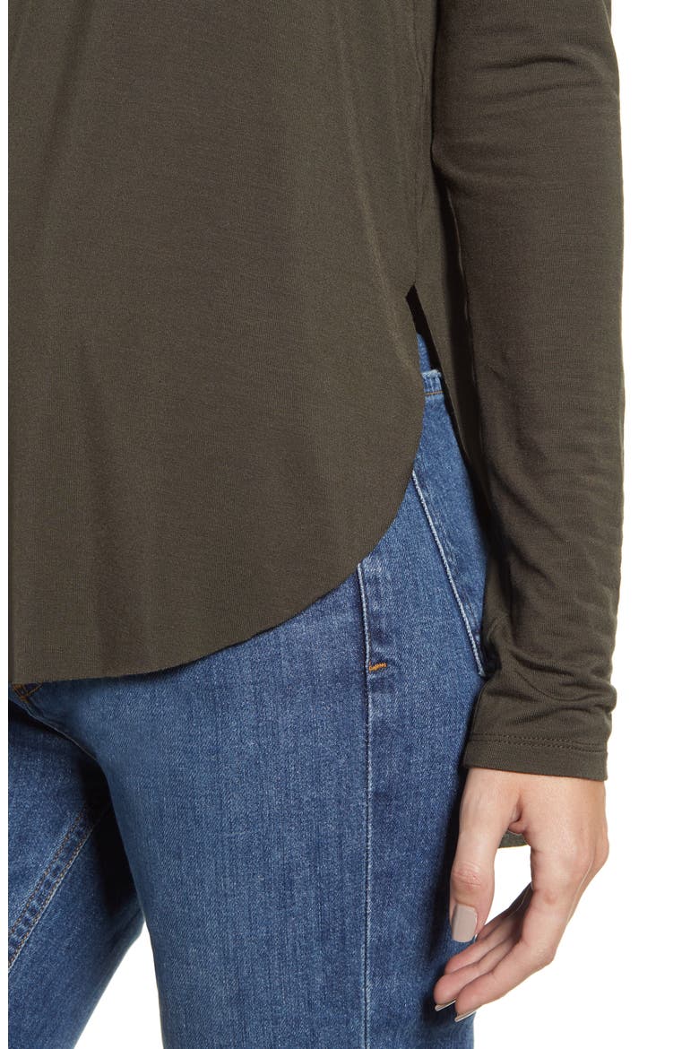 Long Sleeve Shirttail Hem Shirt, Alternate, color, GREY BELUGA