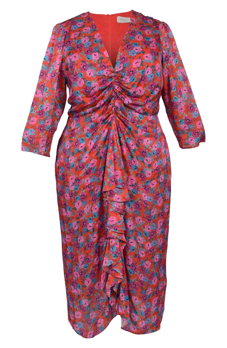 MAYES NYC Winnie Ruched Satin Dress, Alternate, color,