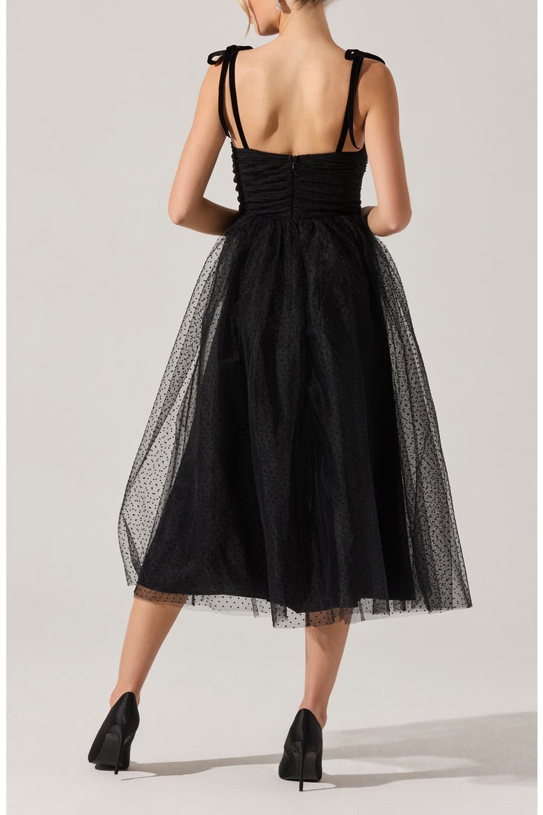Karyme Tie Strap Midi Dress, Alternate, color, BLACK