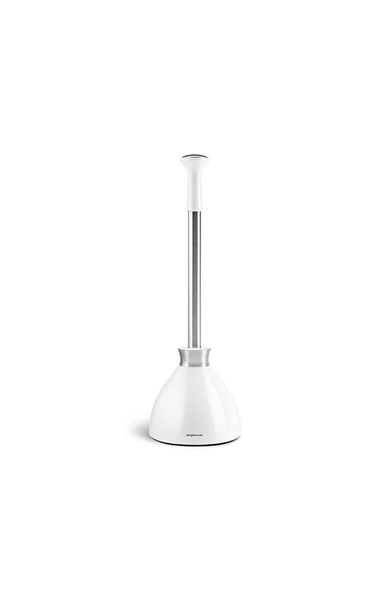 simplehuman toilet plunger + white plastic, Main, color, White