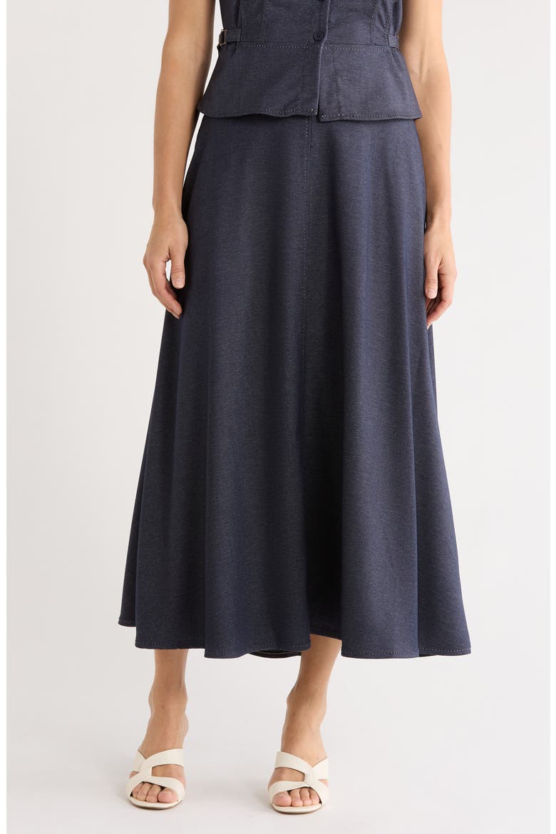 Topstitched A-Line Maxi Skirt, Main, color, INDIGO