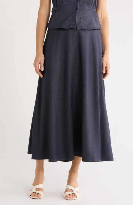 MAX STUDIO Topstitched A-Line Maxi Skirt