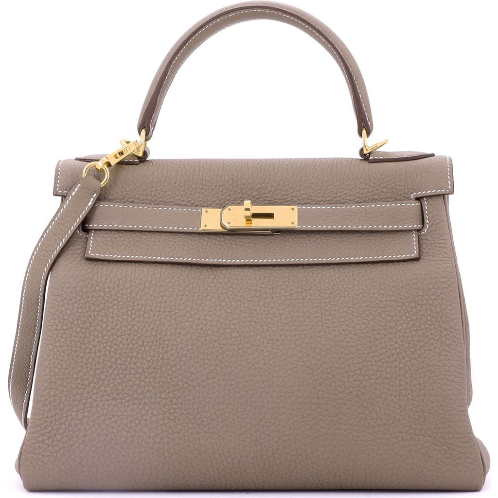 Pre-owned Hermes Hermes Kelly Handbag Grey Togo With Gold Hardware 28 In Brown