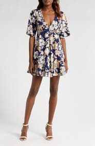 WAYF Zelma Floral Short Sleeve Minidress