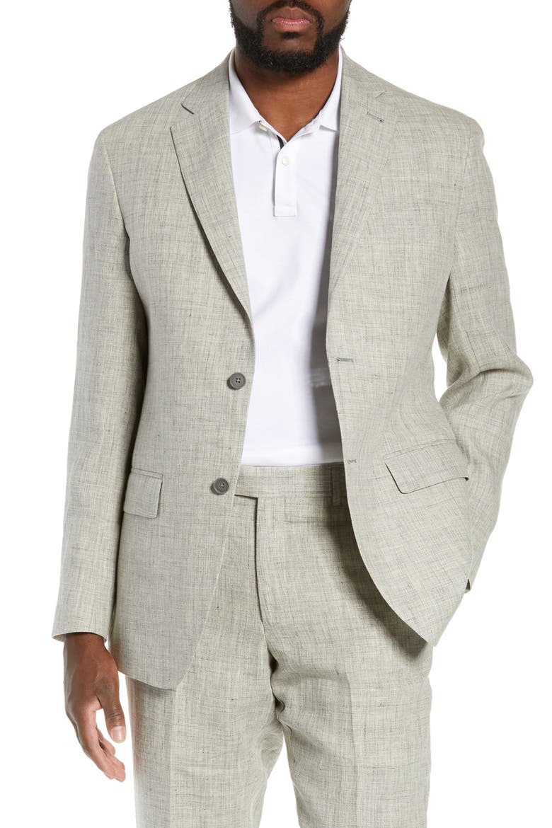 Mélange Linen Blazer, Main, color, LIGHT GREY