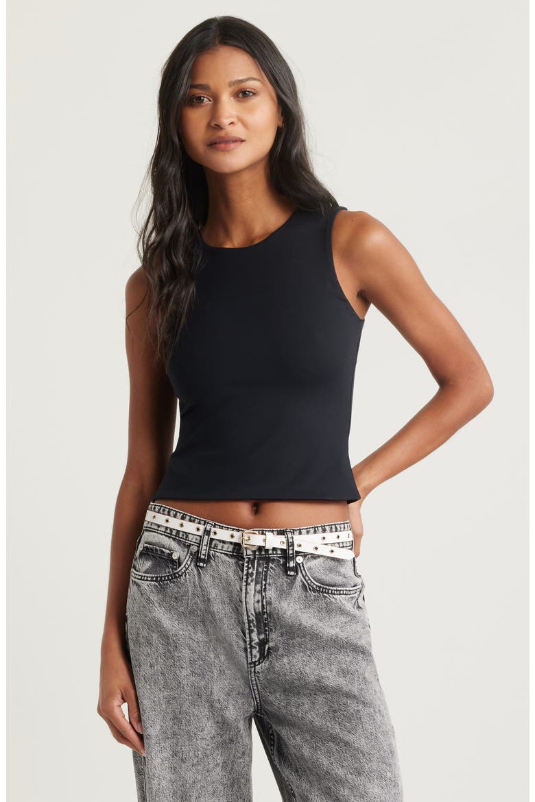 Smooth Edit Crewneck Tank, Main, color, BLACK
