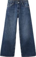 MANGO Rhinestone Mid Rise Wide Leg Jeans