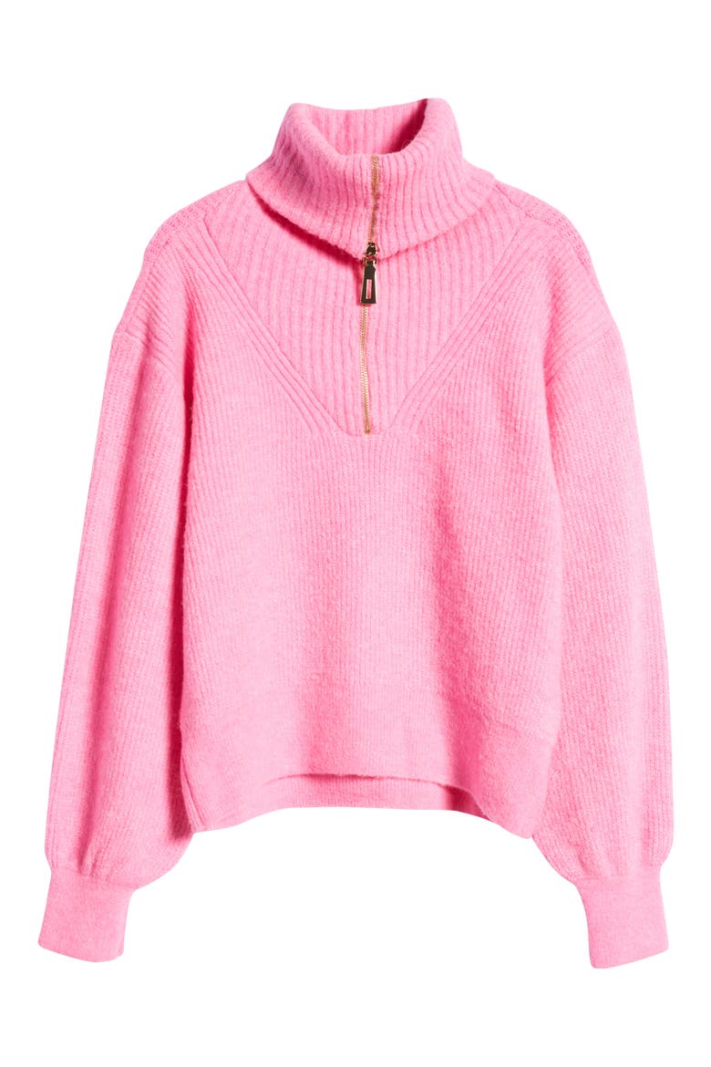 Half Zip Sweater, Alternate, color, BRIGHT PINK