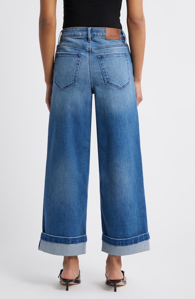 HIDDEN JEANS Cuffed High Waist Ankle Wide Leg Jeans, Alternate, color, Medium Dark