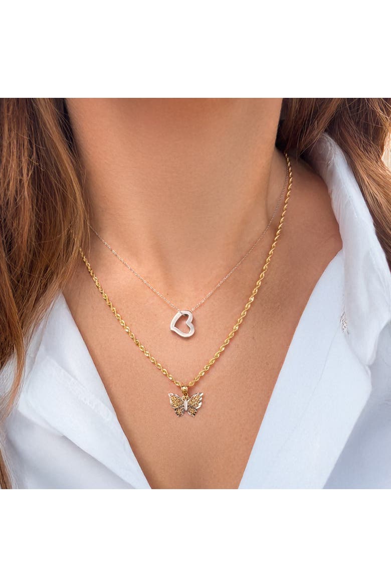 Gold Open Heart Necklace, Alternate, color, White Gold