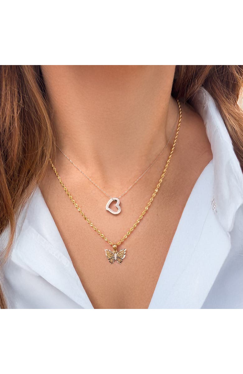 The Lovery Fine Jewelry Gold Open Heart Necklace, Alternate, color, White Gold