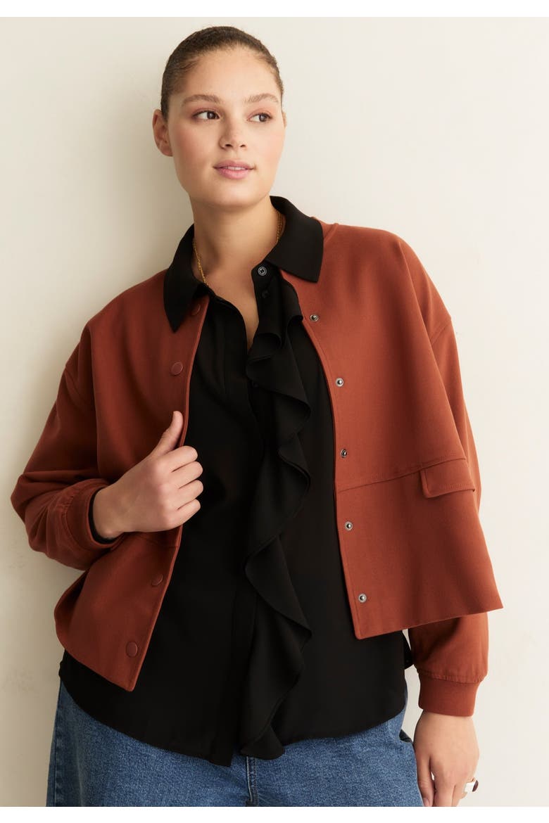 Cropped Bomber Jacket, Alternate, color, BROWN PATINA