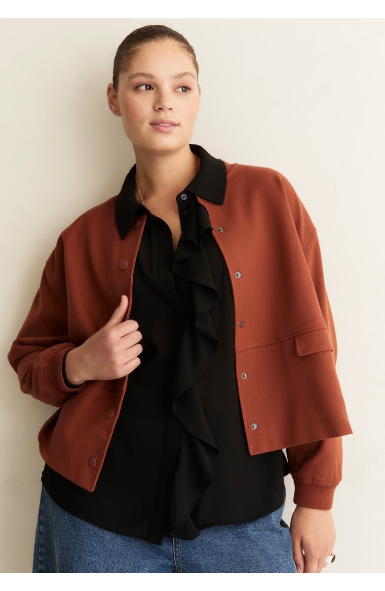June + Vie Cropped Bomber Jacket, Alternate, color, Brown Patina