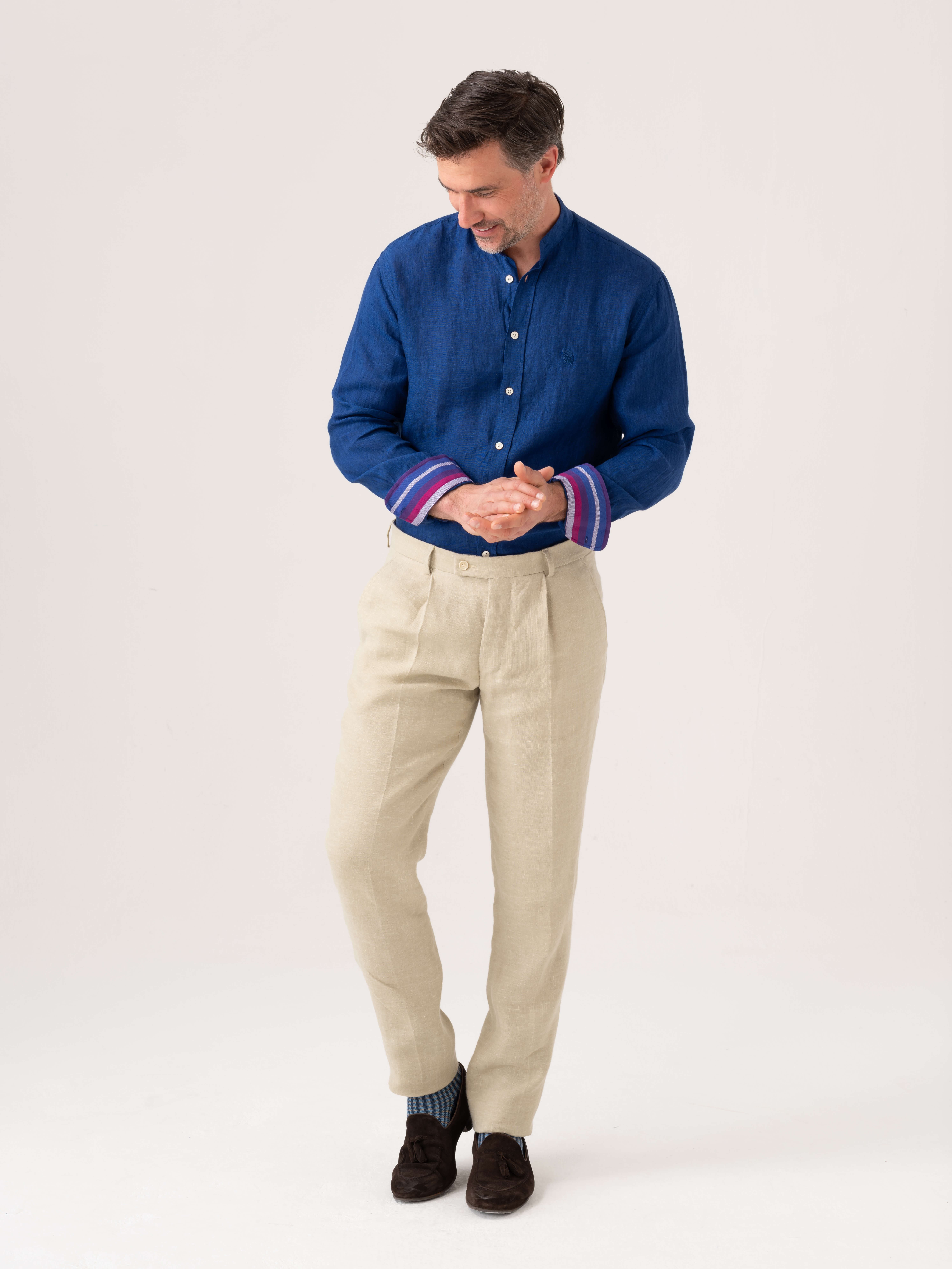Linen Band Collar Shirt - image 2